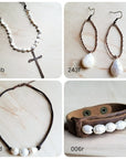 Dusty Leather Narrow Cuff with Genuine Freshwater Pearls 006r
