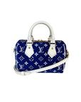 Louis Vuitton Jacquard Velvet Speedy 20 Bandouliere Blue Crossbody Bag