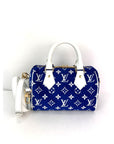 Louis Vuitton Jacquard Velvet Speedy 20 Bandouliere Blue Crossbody Bag