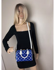 Louis Vuitton Jacquard Velvet Speedy 20 Bandouliere Blue Crossbody Bag