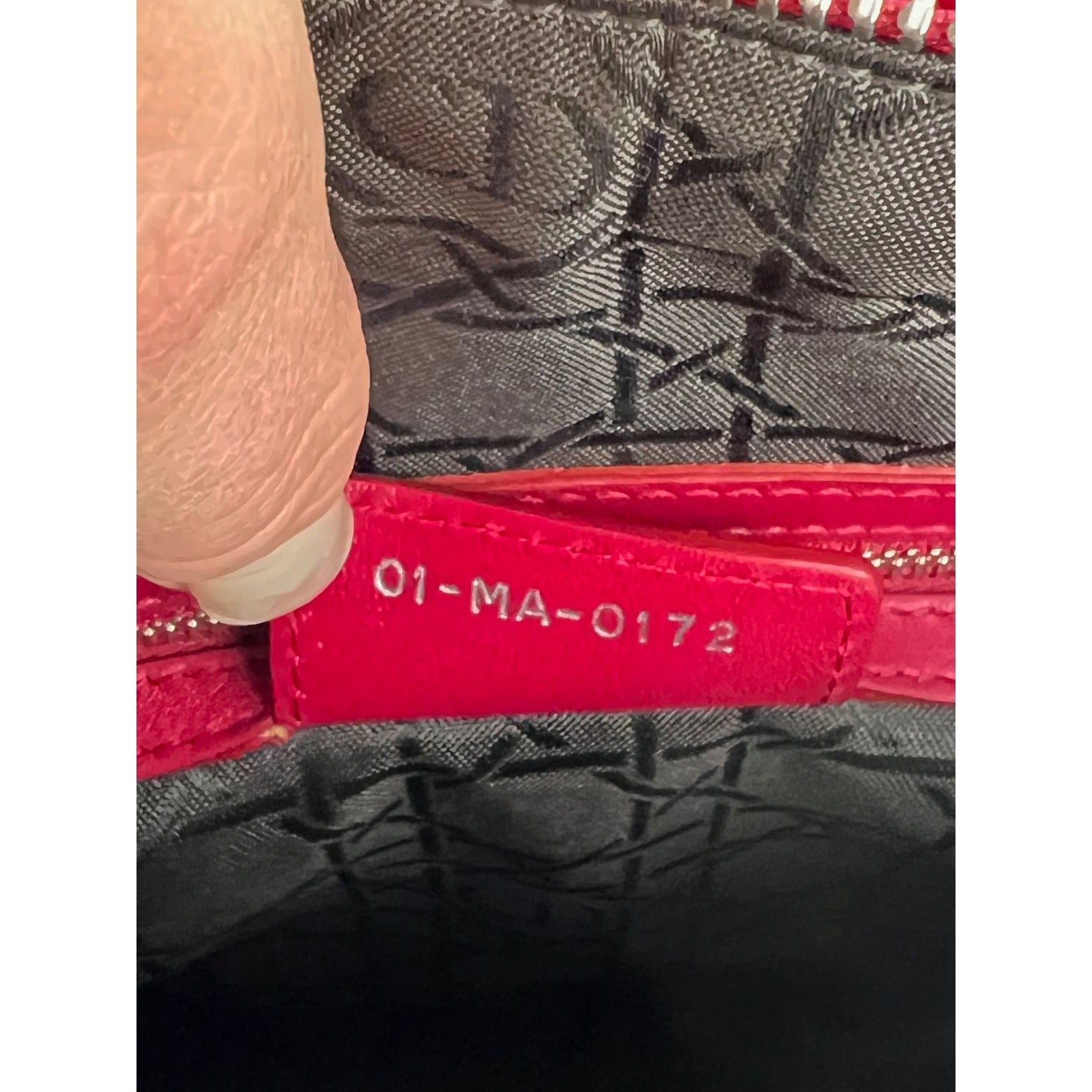 Christian Dior Lambskin Cannage Large Red Lady Dior Shoulder Bag