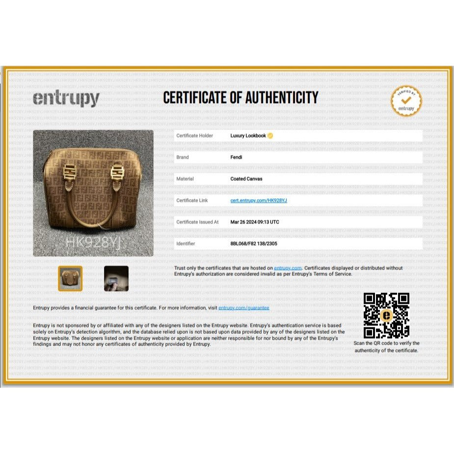 Fendi Boston Gold Coated Canvas Handbag