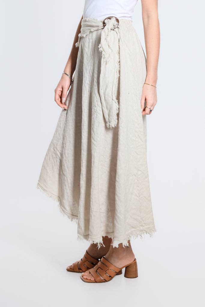 Tina Stephens Maureen Diagonal High Low Linen Skirt SS104