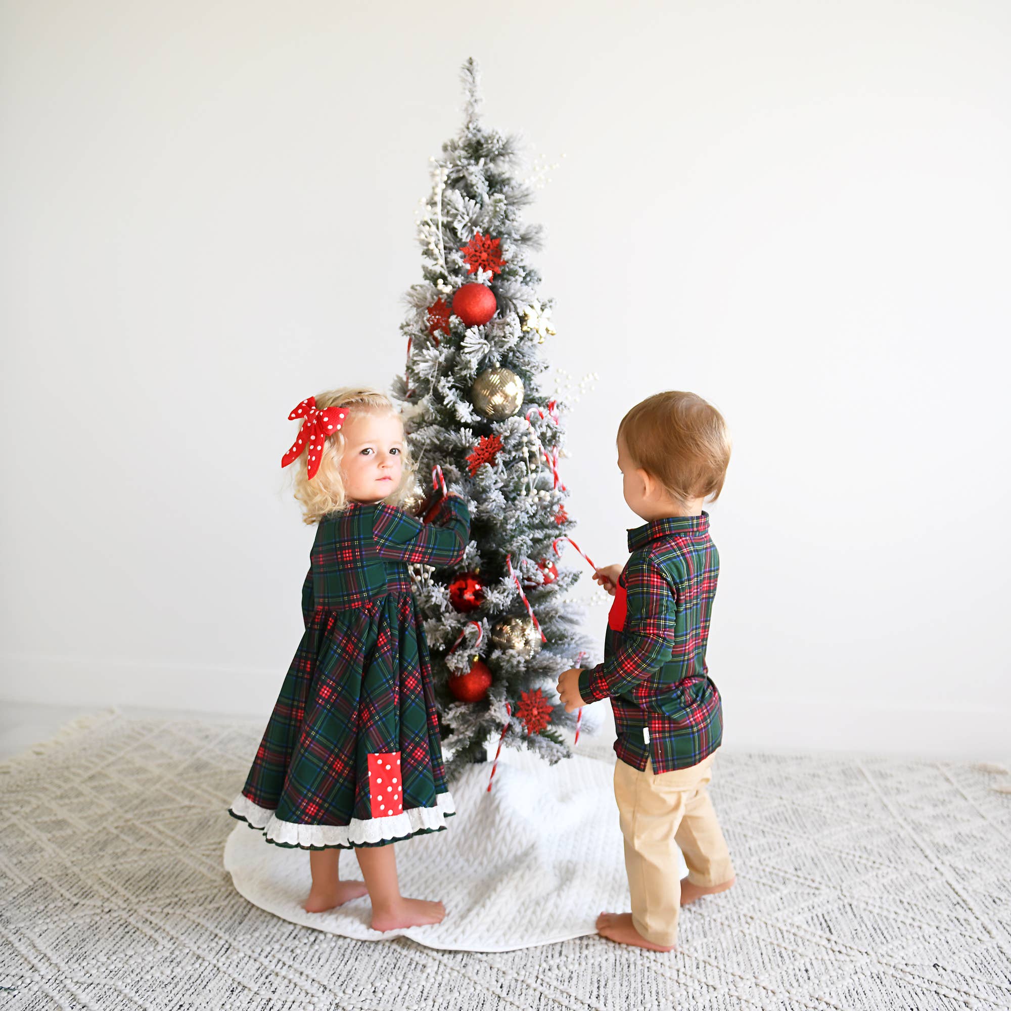 Kane Tartan &amp; Ruby Dot Button Dress Christmas Tartan