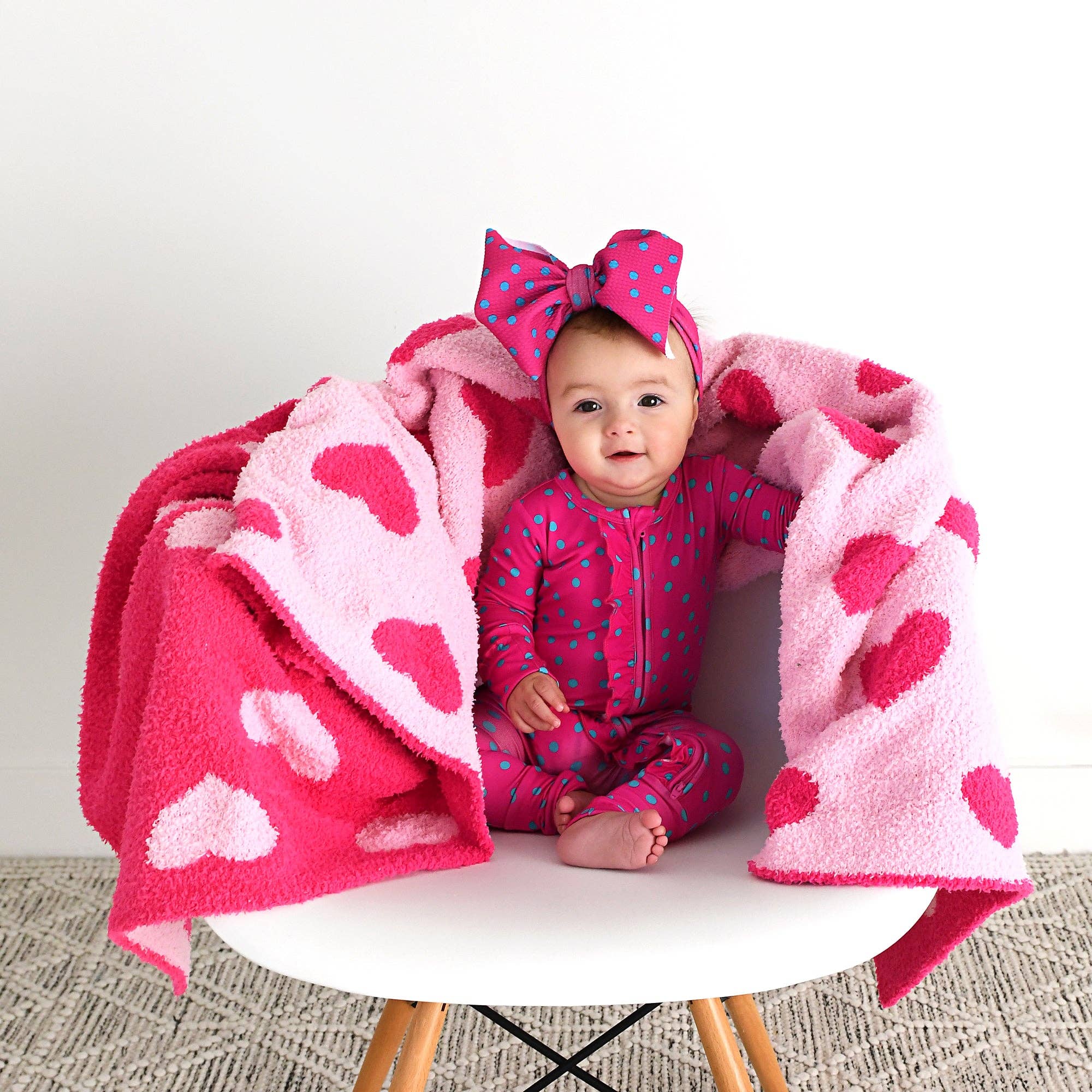 Evelyn Dot Ruffle Zip Bamboo Valentines Day Baby Outfit Dot