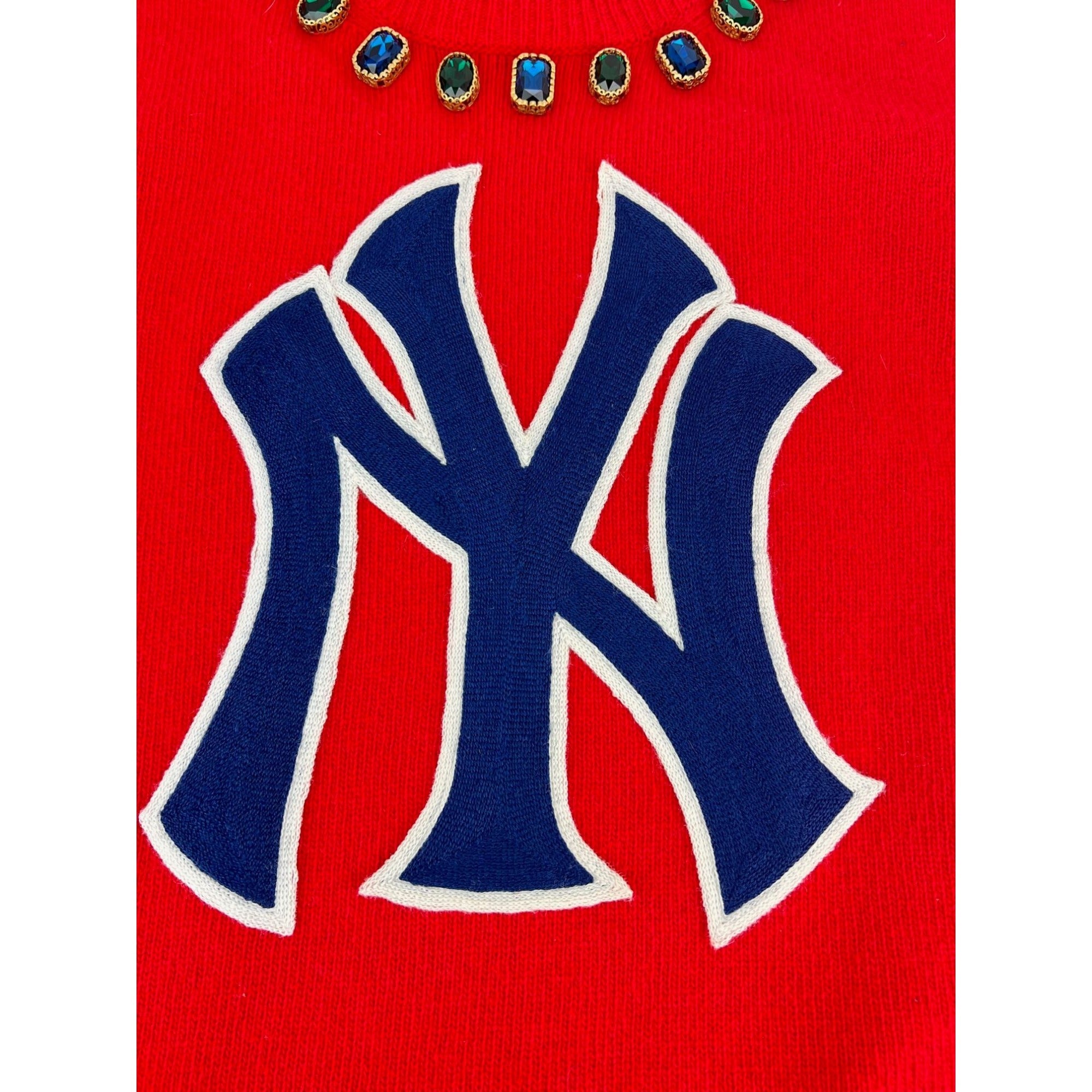 Gucci Womens NY Yankees Wool Red Sweater Pullover