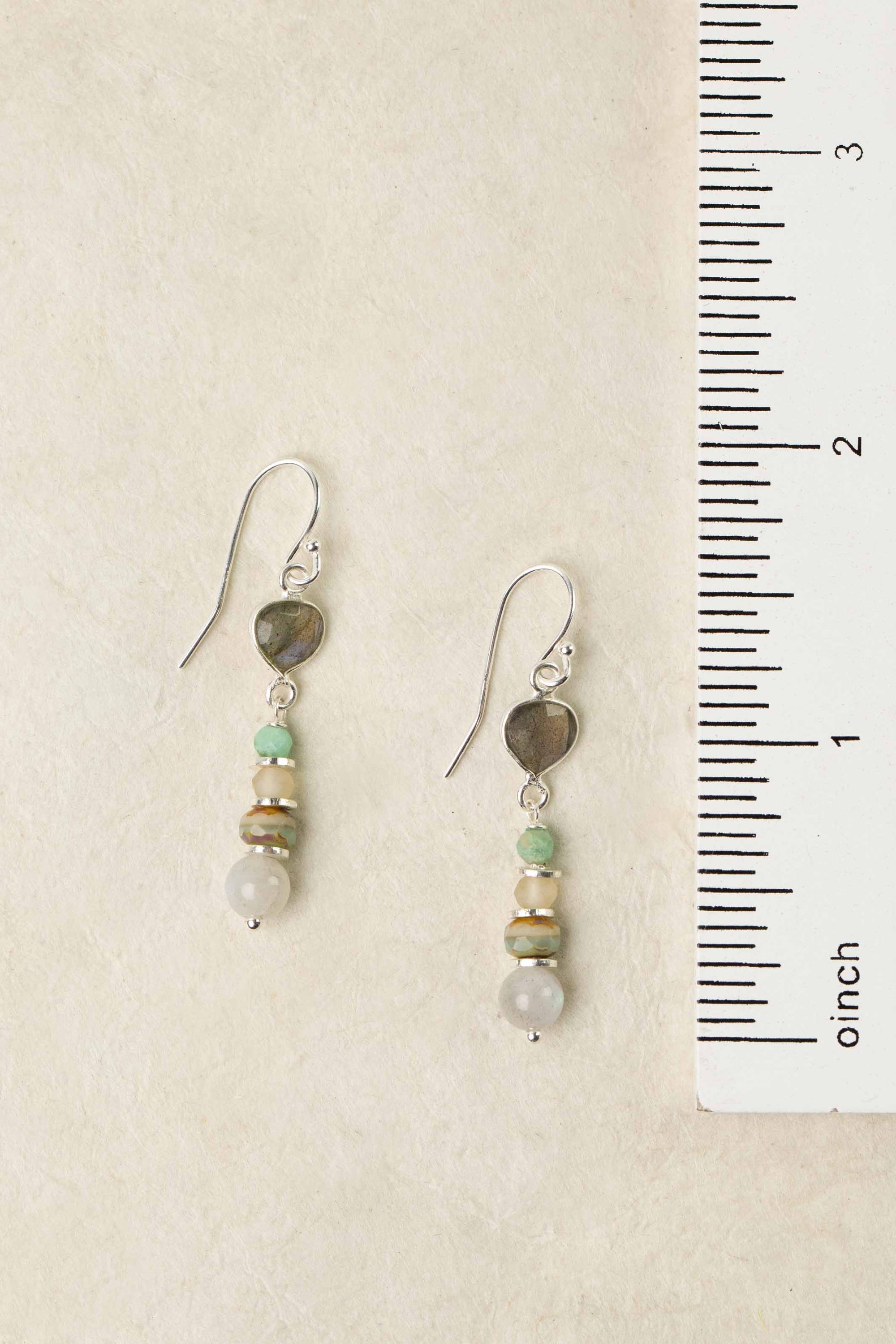 Labradorite Bezel Gemstone Dangle Earrings