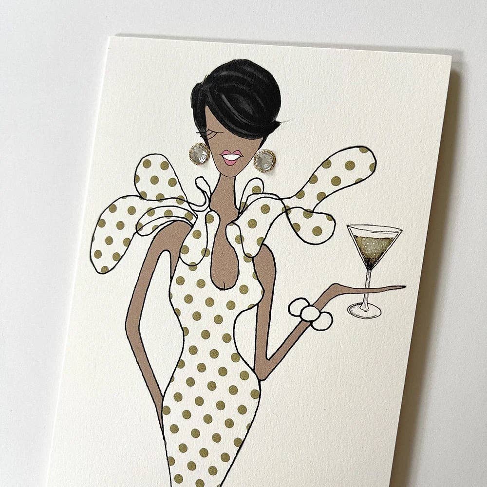 s.e. hagarman Polka Dot Martini Gal Greeting Card