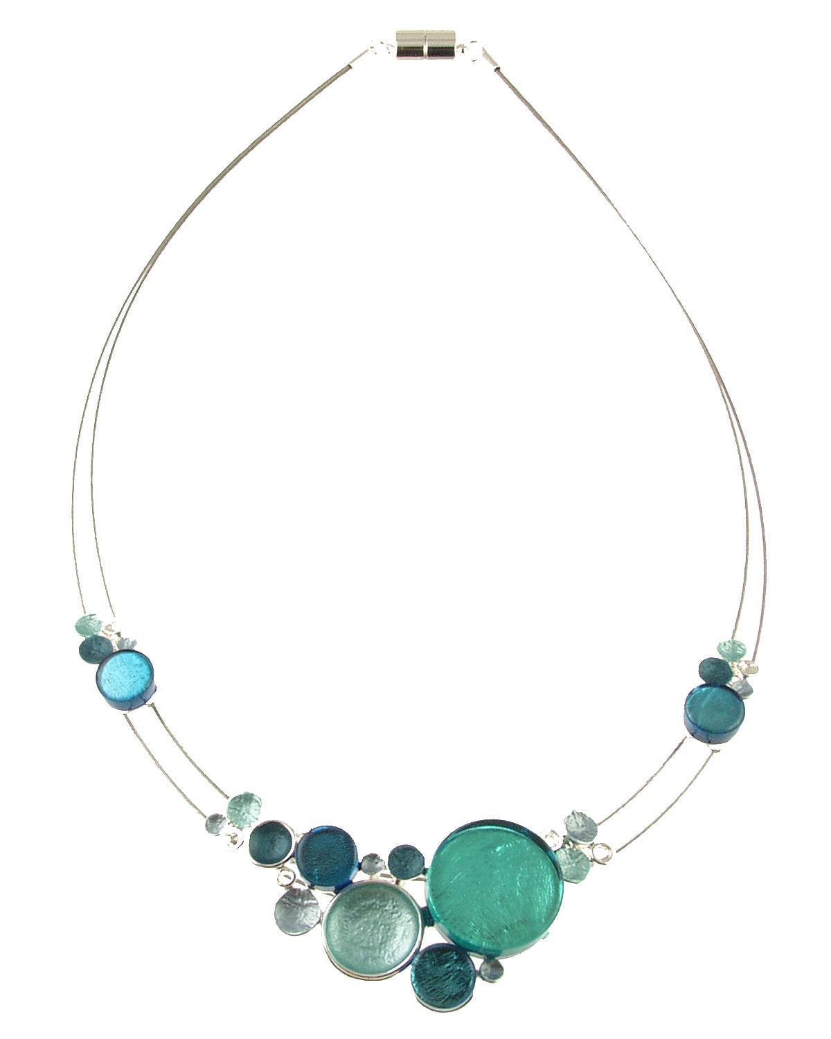 Light Blue or Natural Shell Multi Dots Necklace