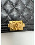 Chanel Caviar Quilted Mini Boy Clutch Wallet on a Chain Black