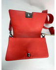 CHANEL Lambskin Quilted Medium Boy Red Flap Bag