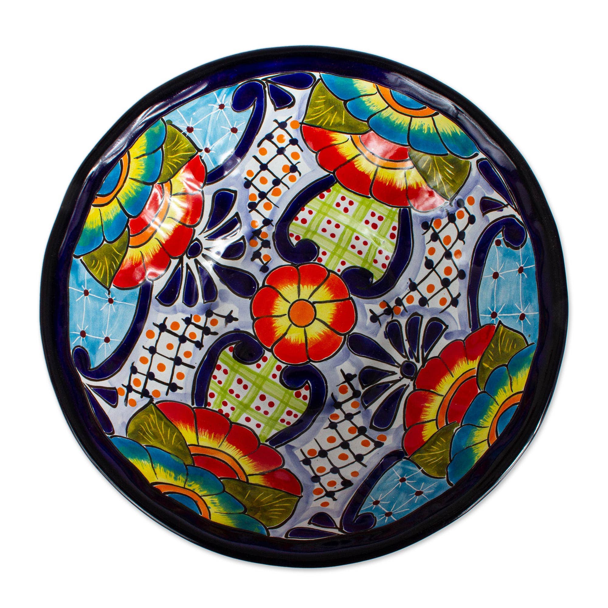 NOVICA Raining Flowers Ceramic Serving Bowl