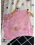 Chanel Silk Pink Black Blue Scarf