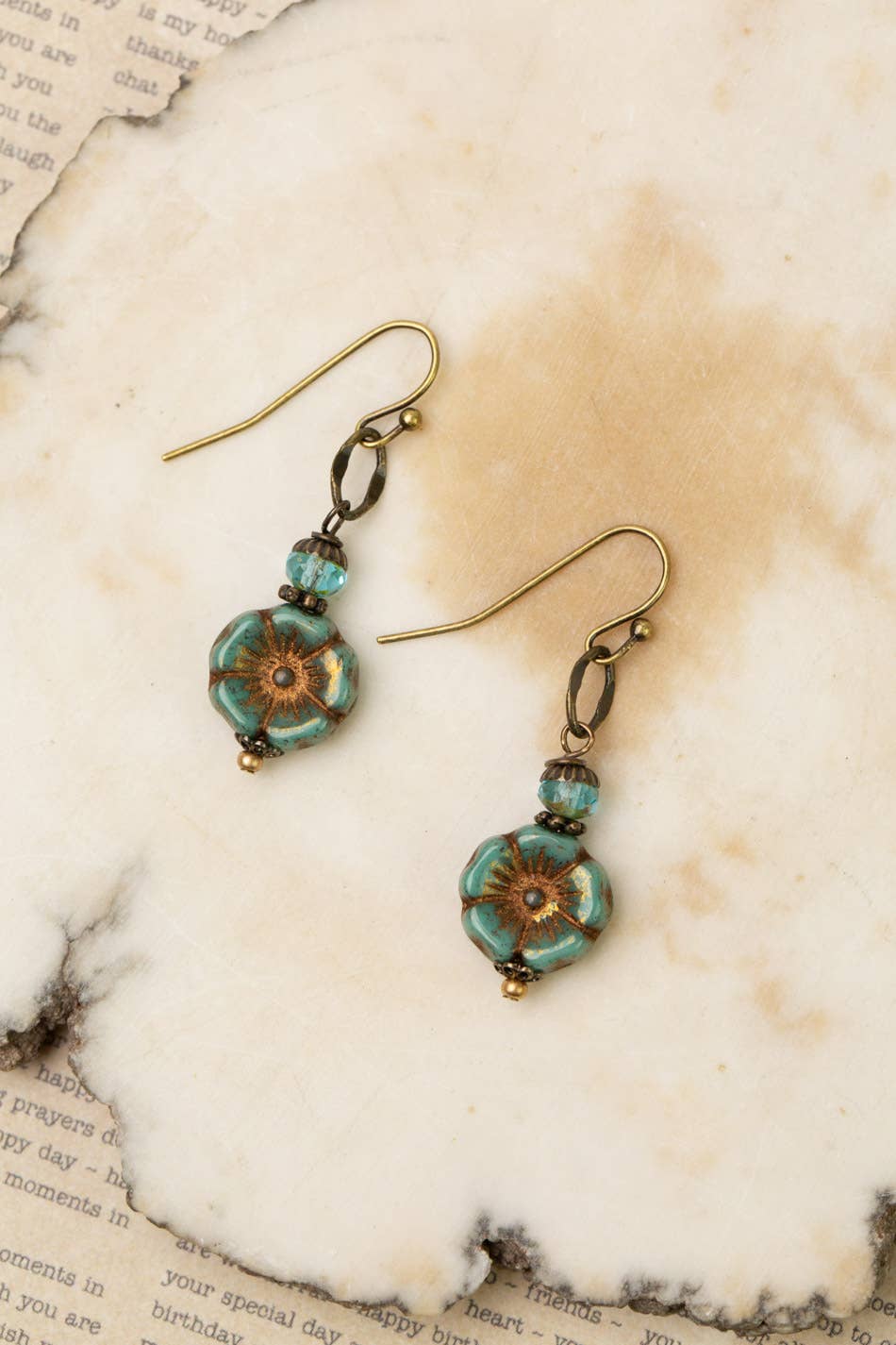 Czech Glass Flower Dangle Earrings