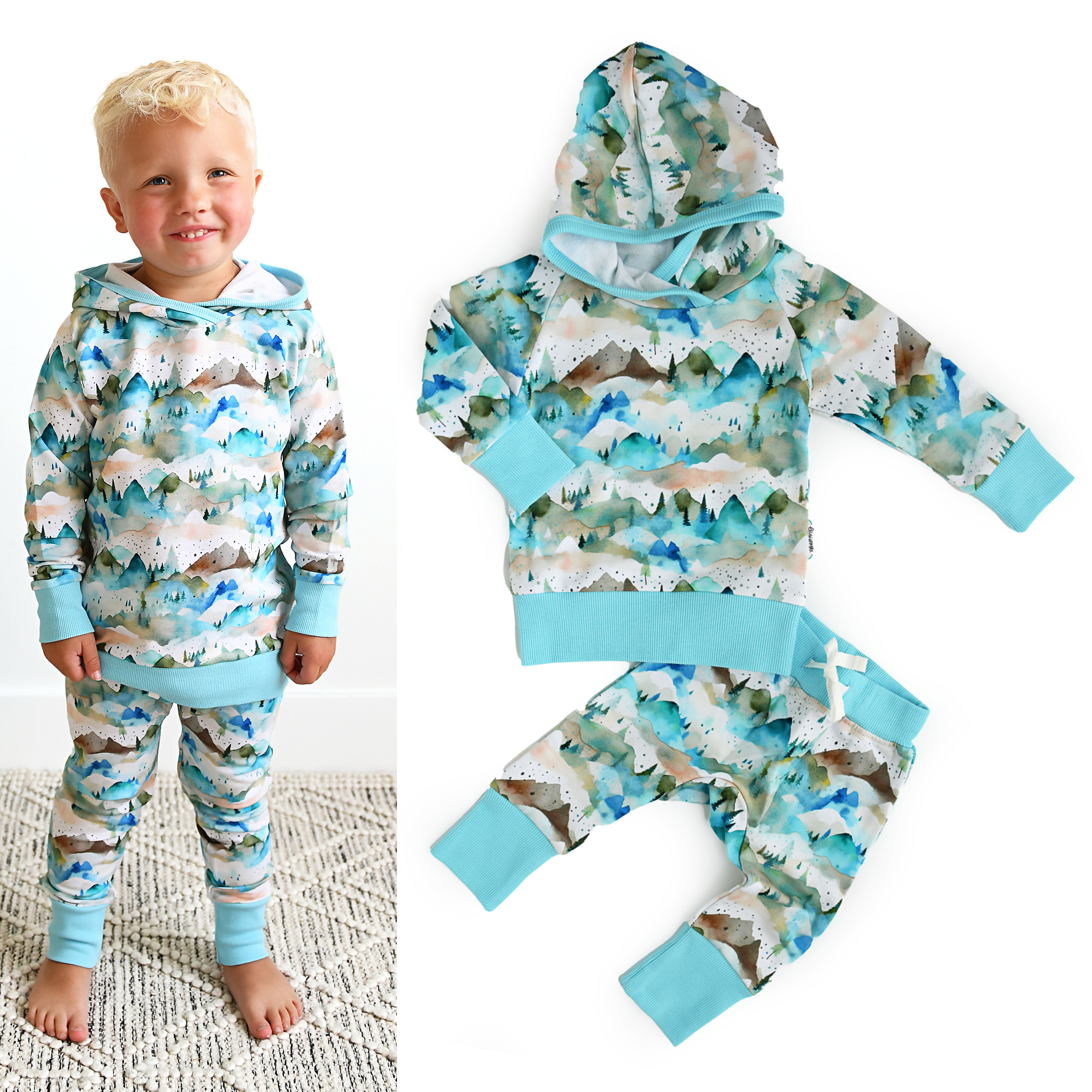 French Terry Bamboo Two Piece Hoodie Set Everest Mountain
