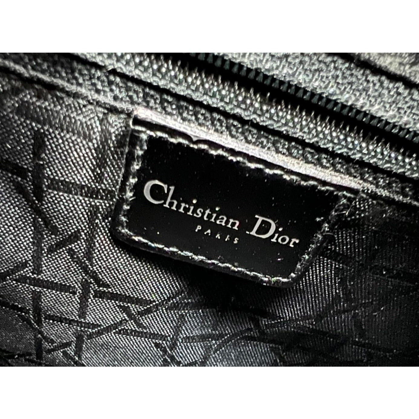 Dior Large Lady Black Patent Leather and Canvas Handbag