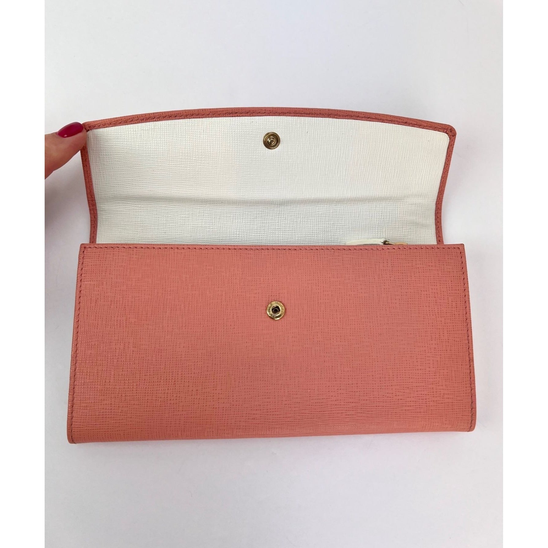 Fendi Continental Pink Leather Wallet Clutch