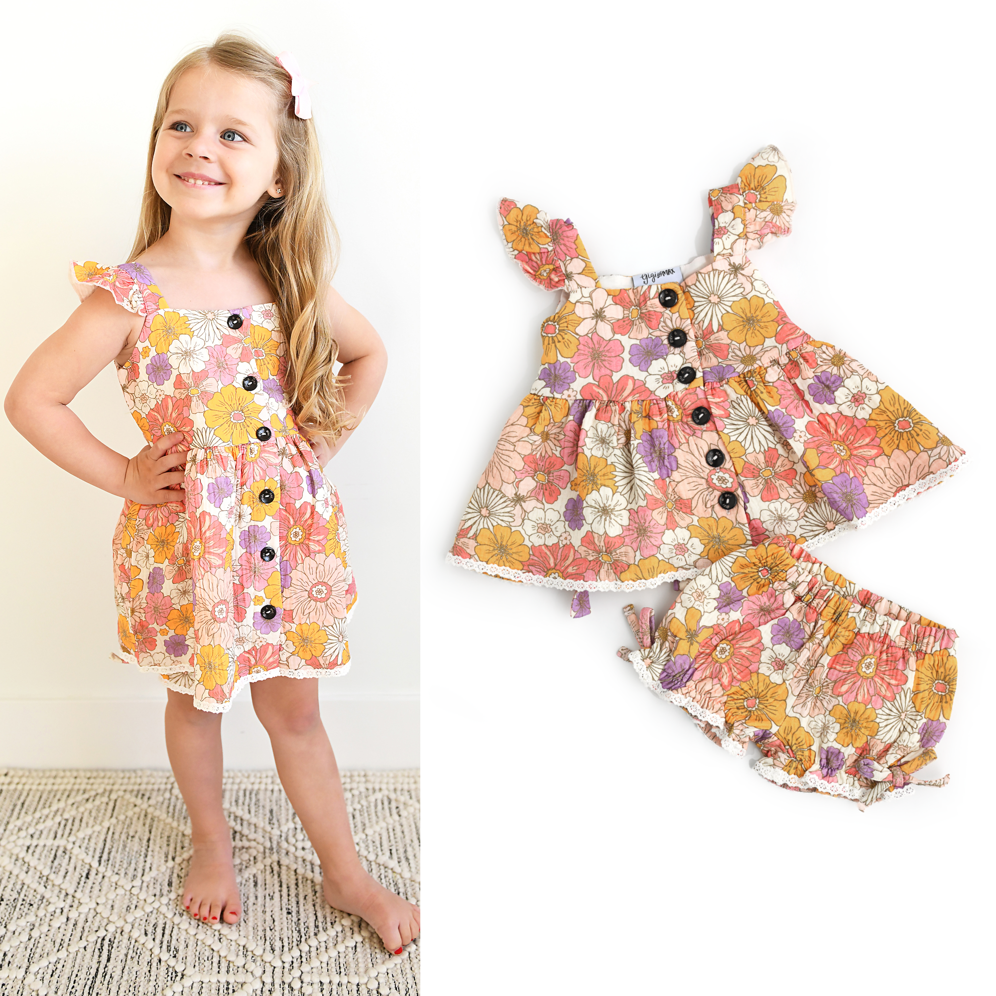 Girl Baby Clothes Dress Two Piece Lakehouse Set Amara