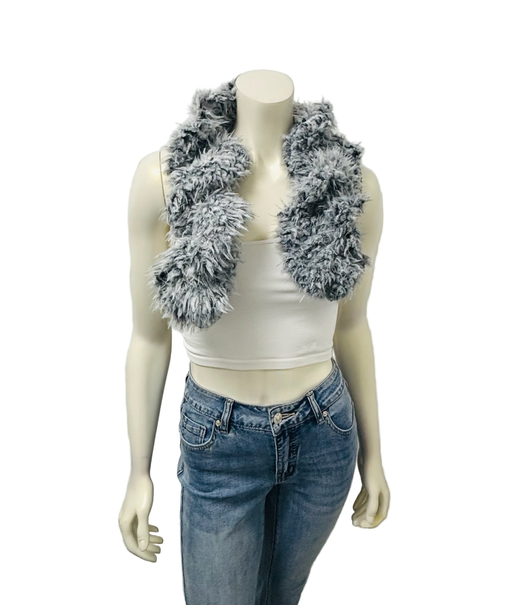 Blue/Gray Faux Fur Scarf