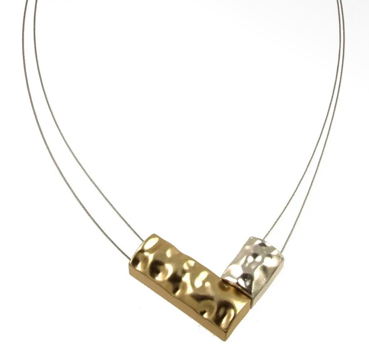 Bullion Block Mixed Metal Magnetic Necklace