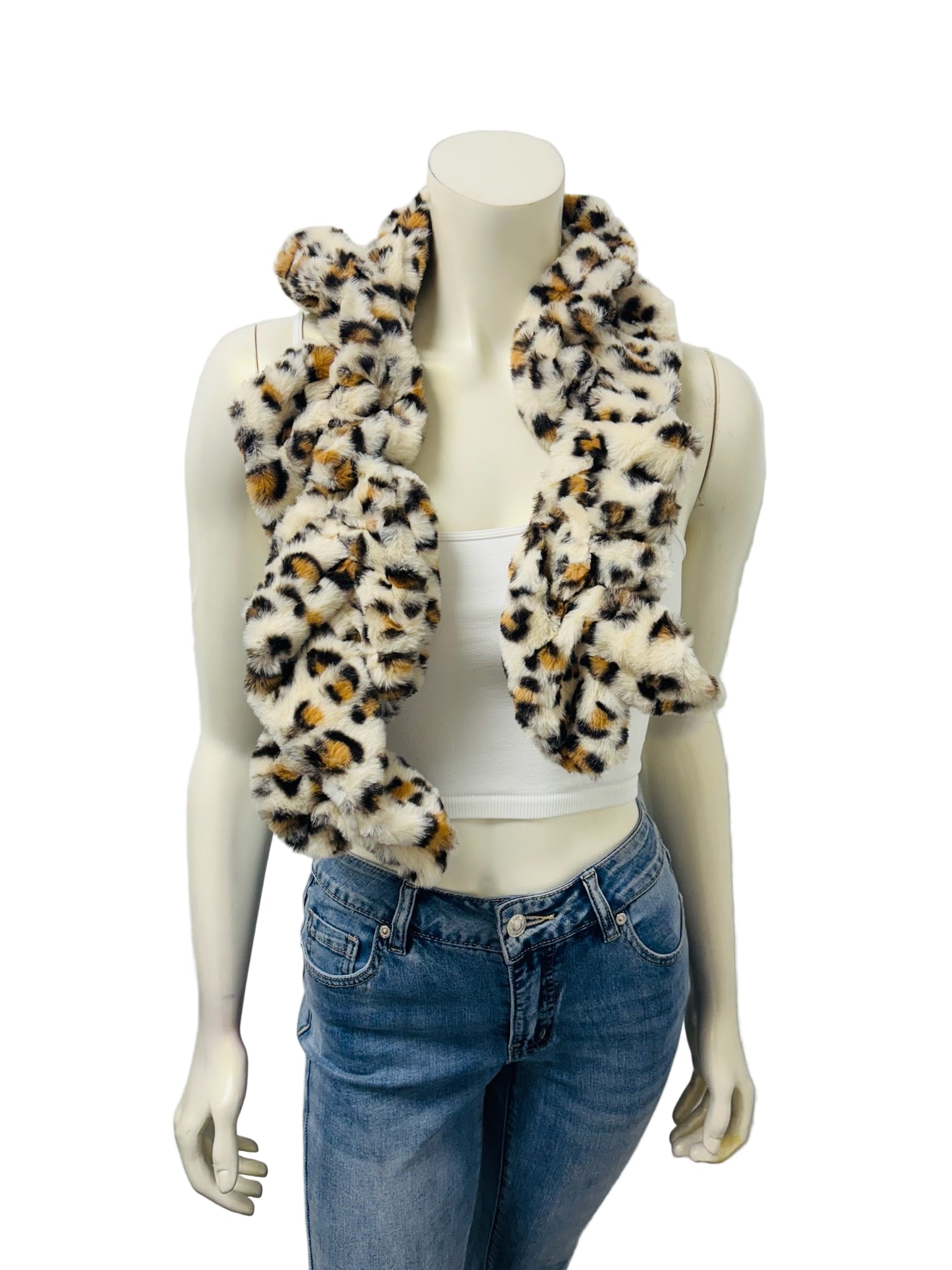 Leopard Faux Fur Scarf