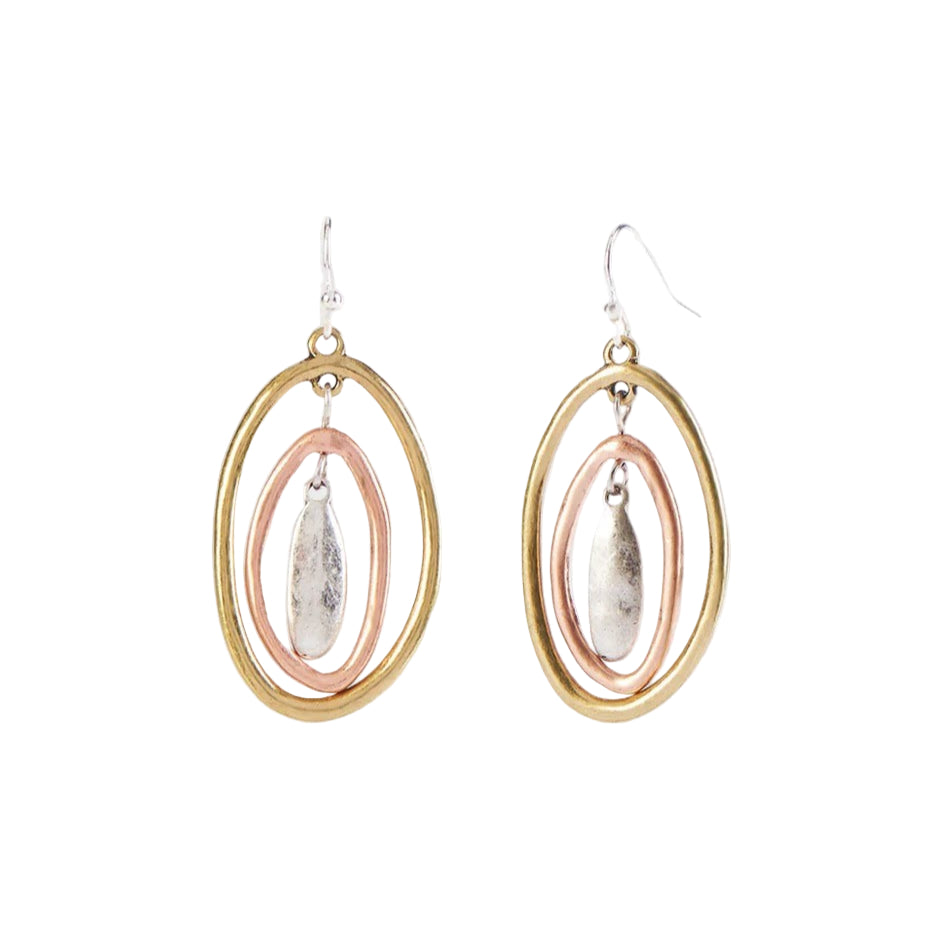 Mixed Metal Oval Earrings