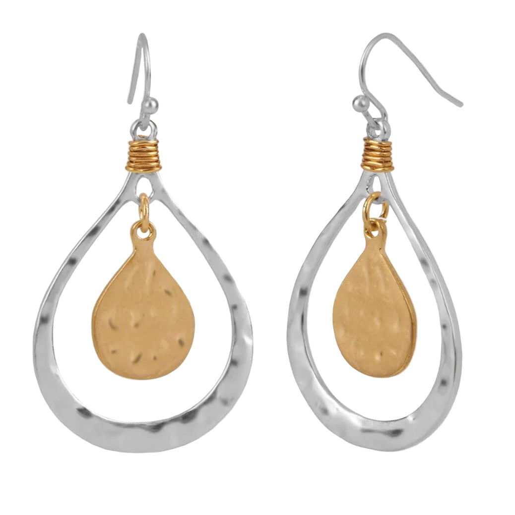 Mixed Metal Teardrop Earrings