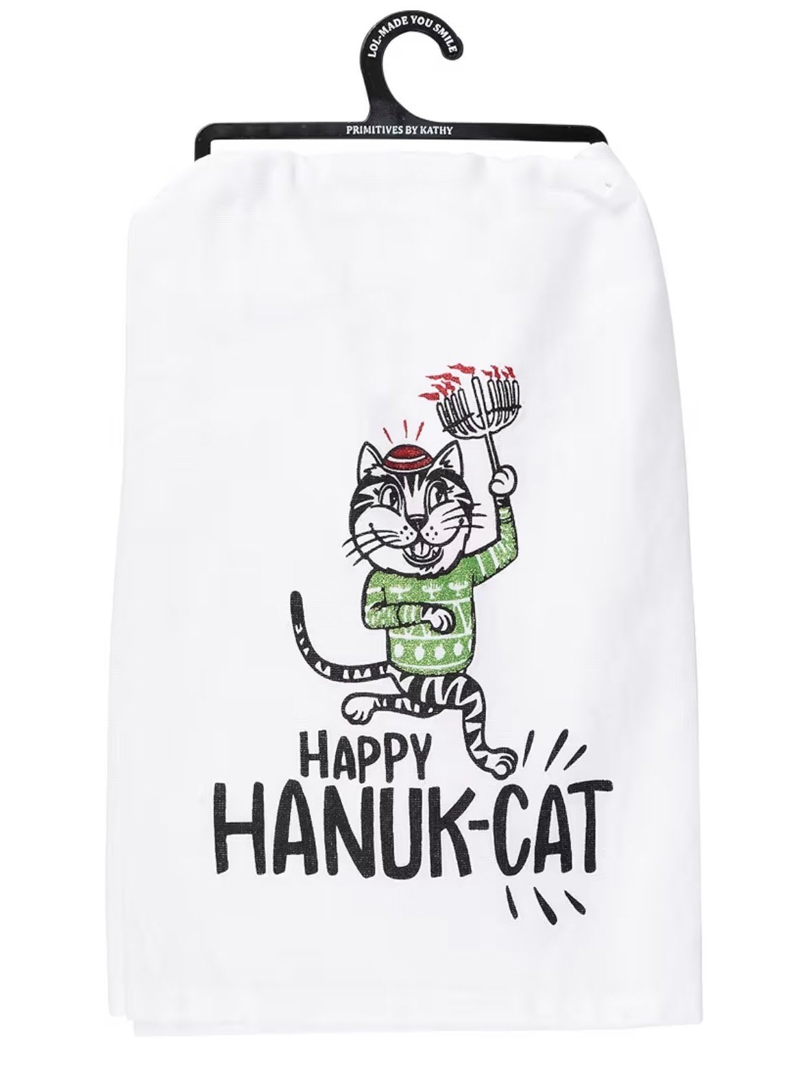 Happy Hanuk-Cat Tea Towel