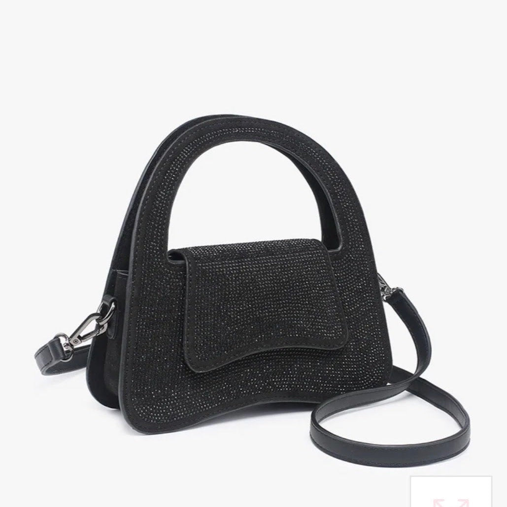 JEN &amp; CO. Leah Black Rhinestone Shoulder Bag