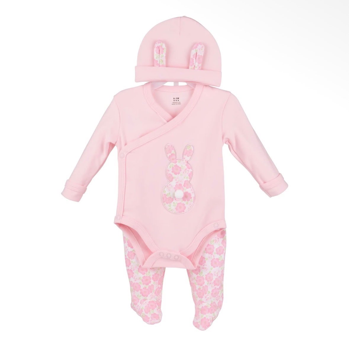 Baby Girl 3 Piece Bunny Snapsuit Outfit