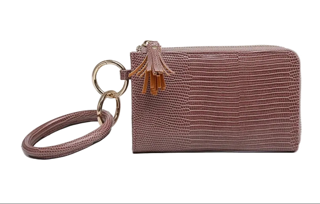 JEN &amp; CO. Liv Lizard Pink Bangle Wristlet/Wallet