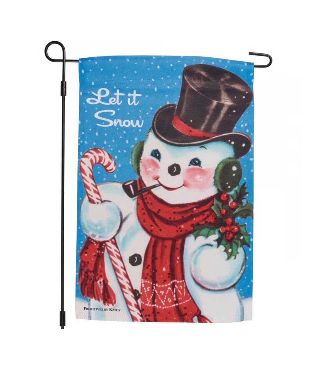 Let It Snow Vintage Snowman Garden Flag