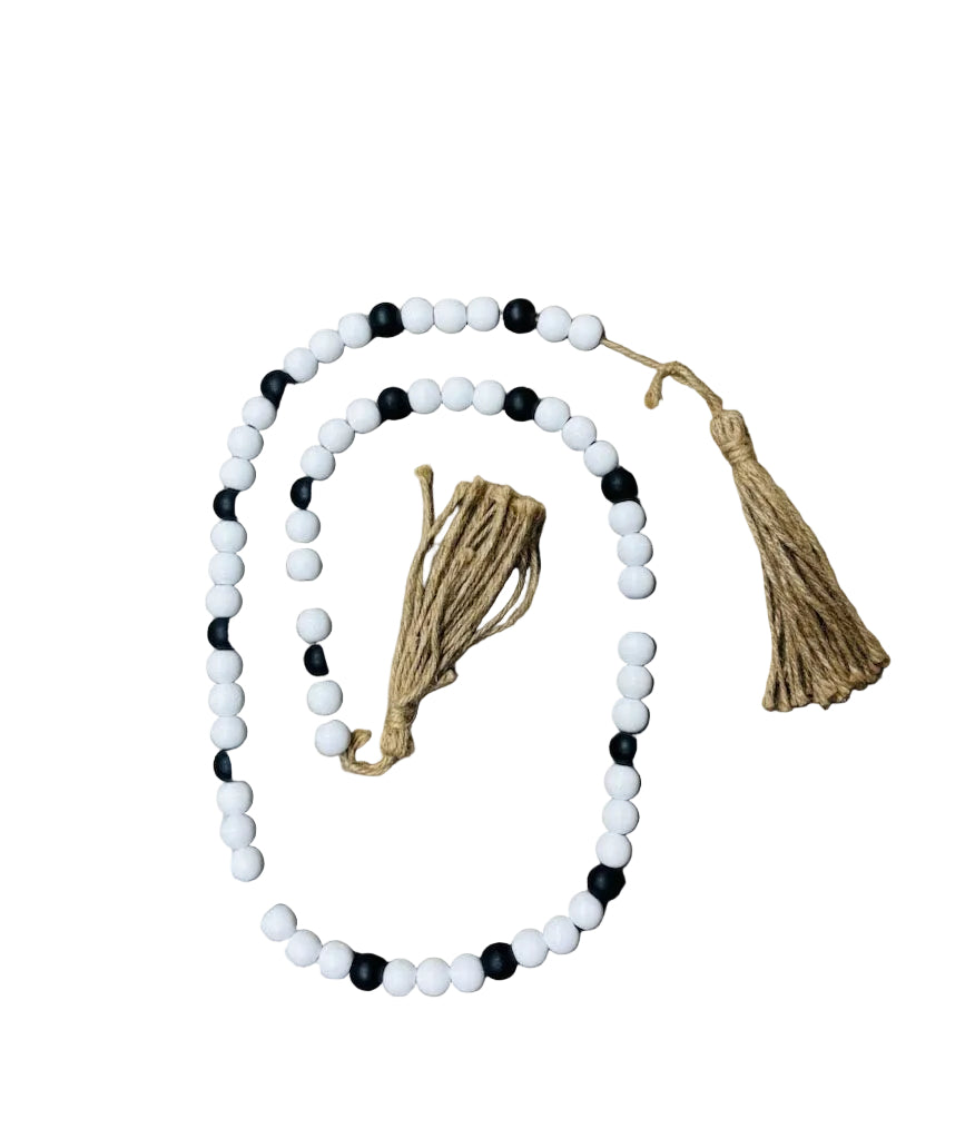 Black And White Beaded Farmhouse Garland