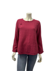 Kleen Cotton Rosy Red Frog Button Top A2944174