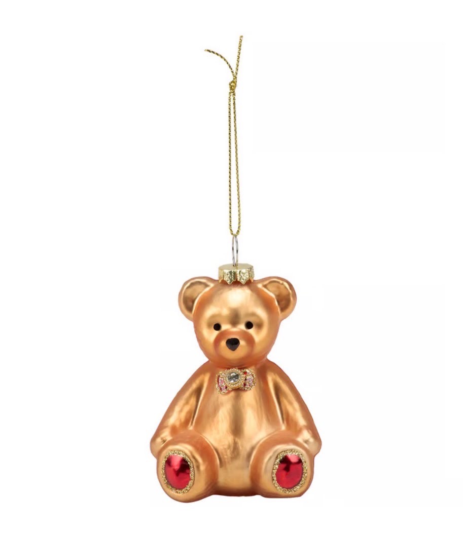 Glass Teddy Bear Ornament