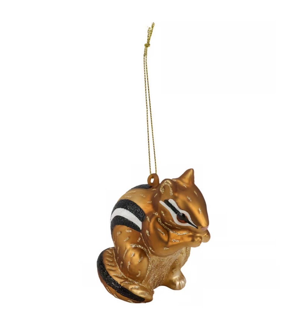 Chipmunk Glass Ornament