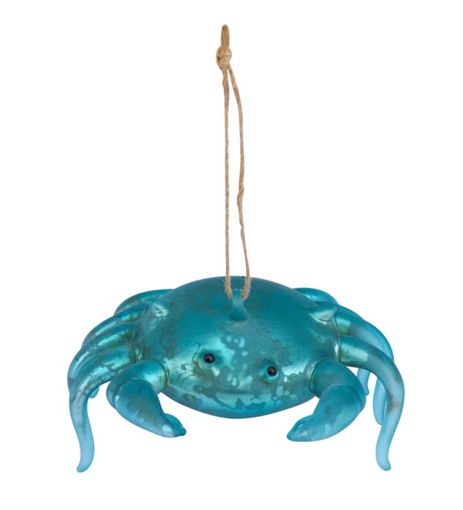 Blue Crab Glass Ornament
