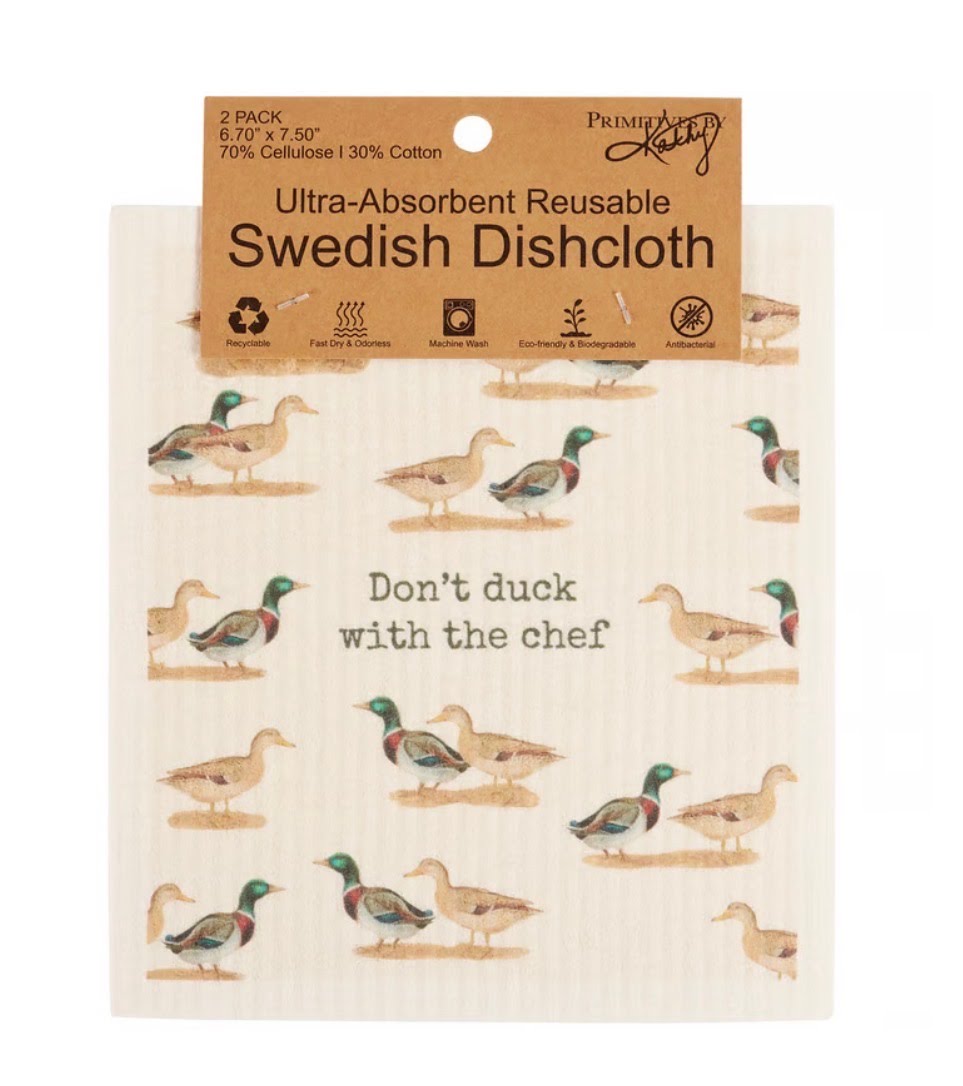 Don't Duck With The Chef Swedish Dishcloth Duo