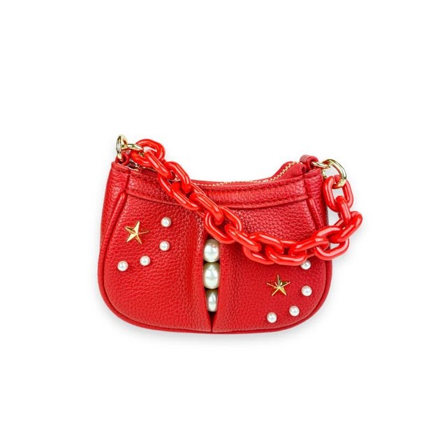 Doe a Dear Pearl Studs Mini Leather Shoulder Bag