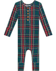 Posh Peanut Tartan Plaid Henley Romper