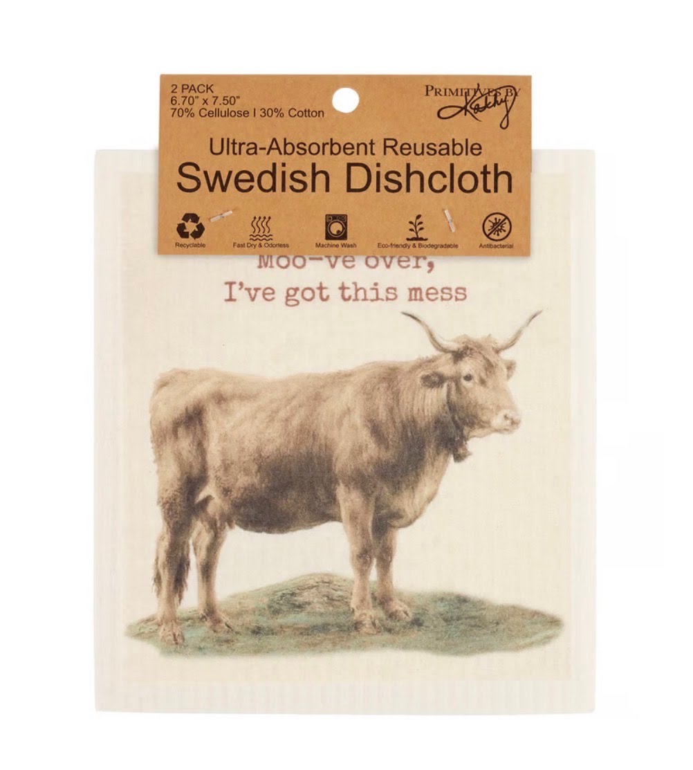 Moo-ve Over, I've Got This Mess Swedish Dishcloth Duo