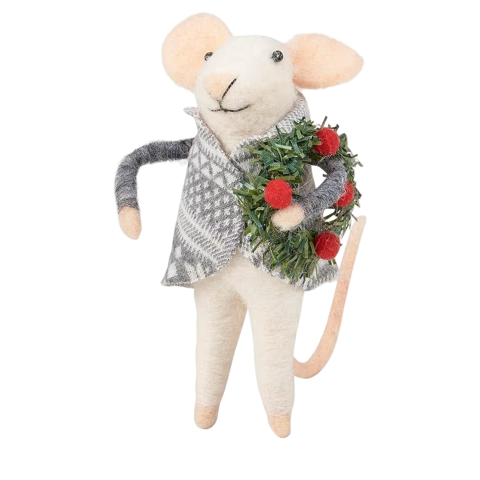 Christmas Mouse Critter with Wreath