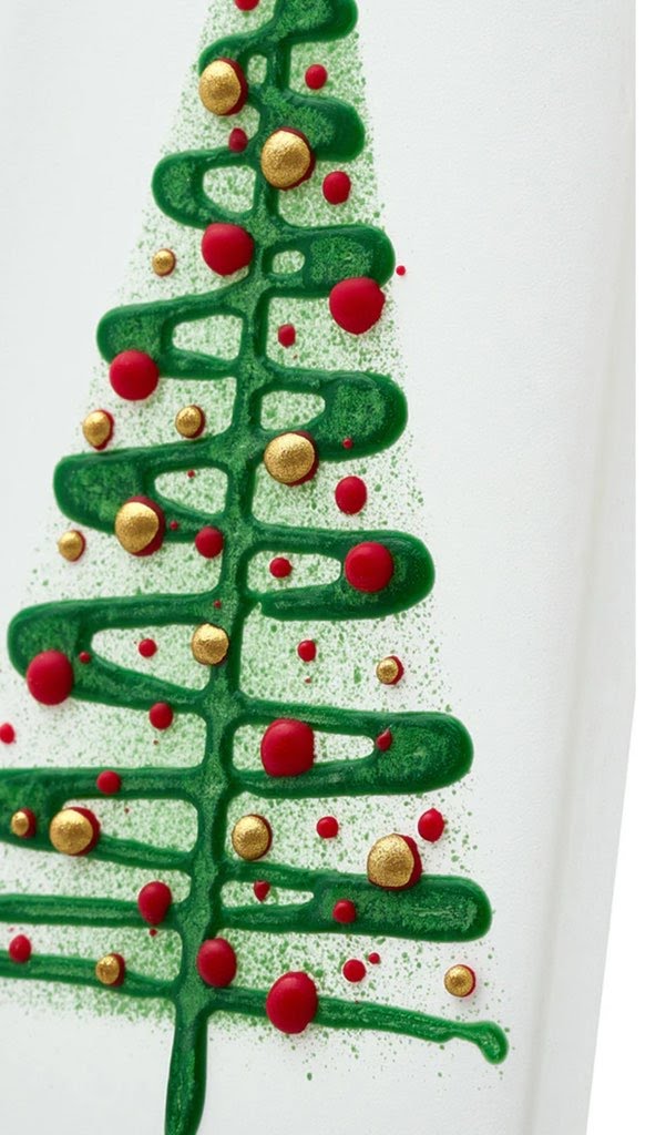 Flatyz Green Christmas Tree with Red &amp; Gold Ornaments Candle