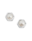 Coco + Carmen Earrings Hexagon Pearl Stud