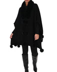 Frank Lyman Black Pom Pom Cape 263801