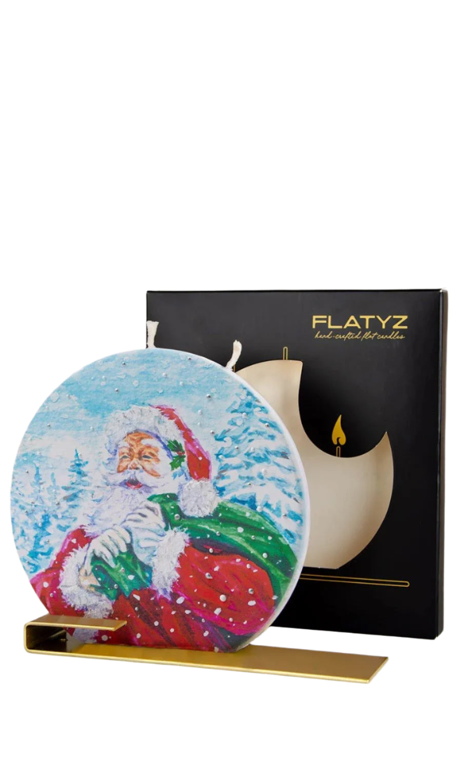 Flatyz Snowy Santa with Present Sack Candle