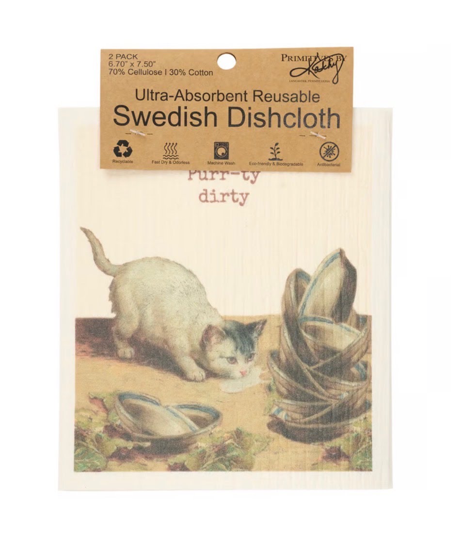 Purrty Dirty Swedish Dishcloth Duo
