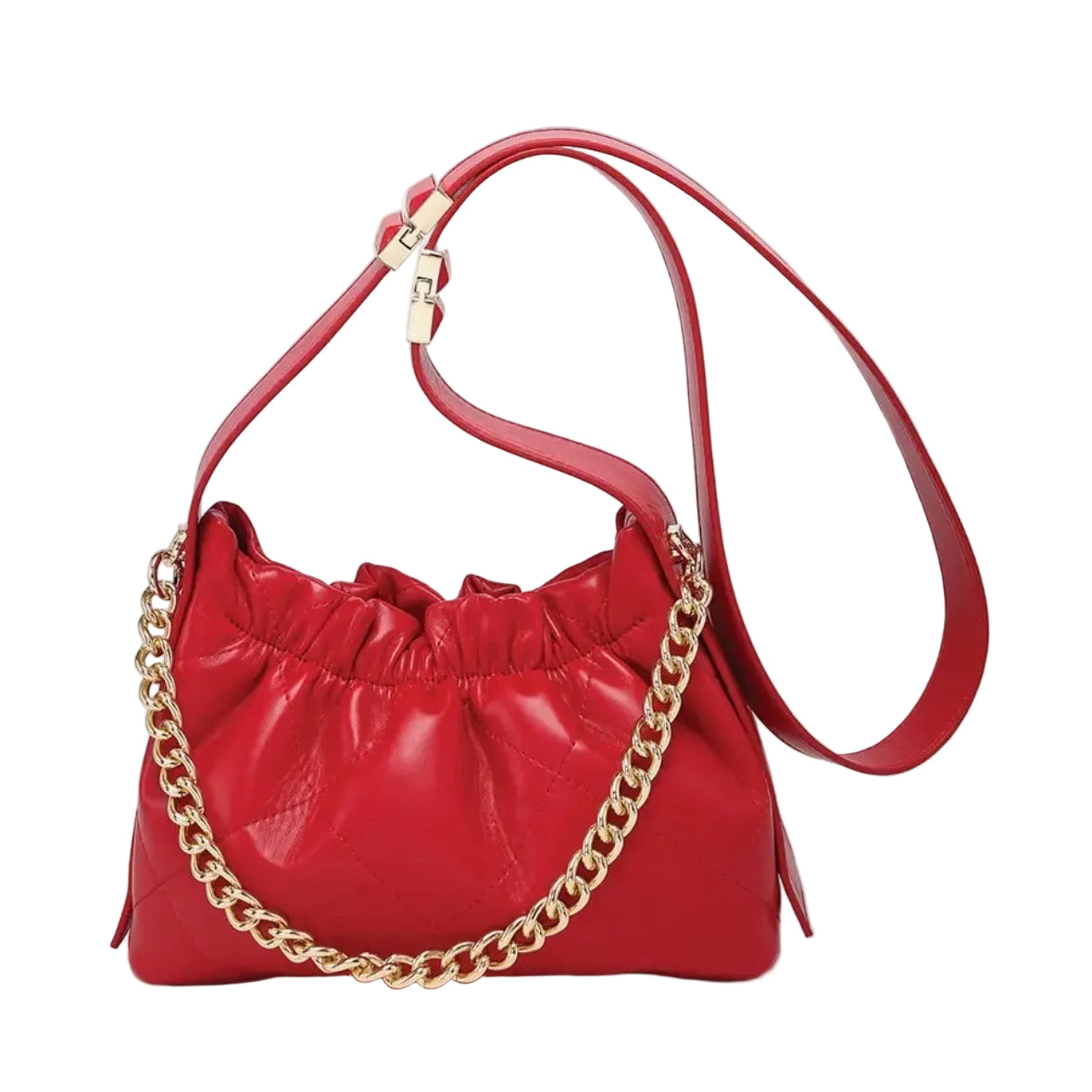 JEN &amp; CO. Red Sydney Ruched Bucket Bag