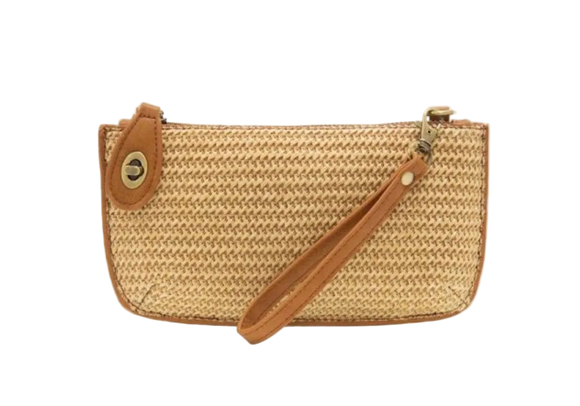 Joy Susan Straw Camel Crossbody Wristlet L8324-14