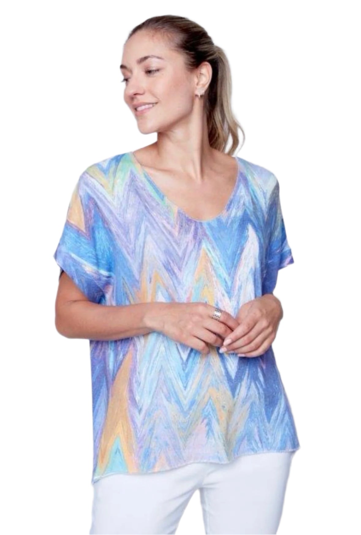 Carre Noir Top Short Sleeve Print 6931